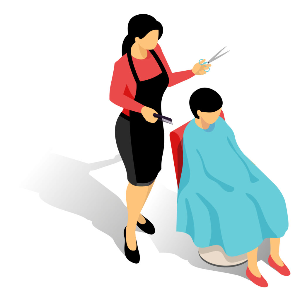 Highstreet hair dresser working